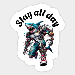 Cyber Shark: Slay All Day Sticker